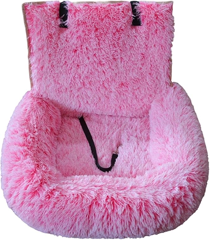 Generic Dog Car Seat for Dogs,Fluffy Pet Seat with Detachable Washable Cushion, Portable Travel-Safe Bed for Cars with Safety Belts (Purple, 72X60cm)