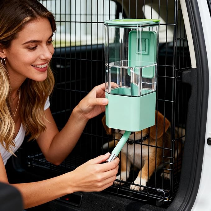 Small Dog Water Bowl Dispenser - Cage Mounted Top Fill Feeder,49oz Spill-Proof Automatic Water Dispenser for Dogs,for Small Medium Sized Pets Cat Kitten Puppy Rabbits Home Living Room