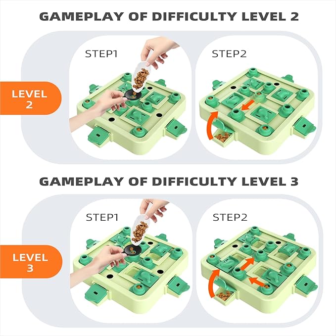 KADTC Dog Chess Puzzle Toy, Large Size, U.S. Brand & Design, 3 Levels of Step-by-Step Challenge for Smart Dogs Interactive Boredom Buster Mental Stimulation Enrichment Toys Puppy Treat Brain Puzzles
