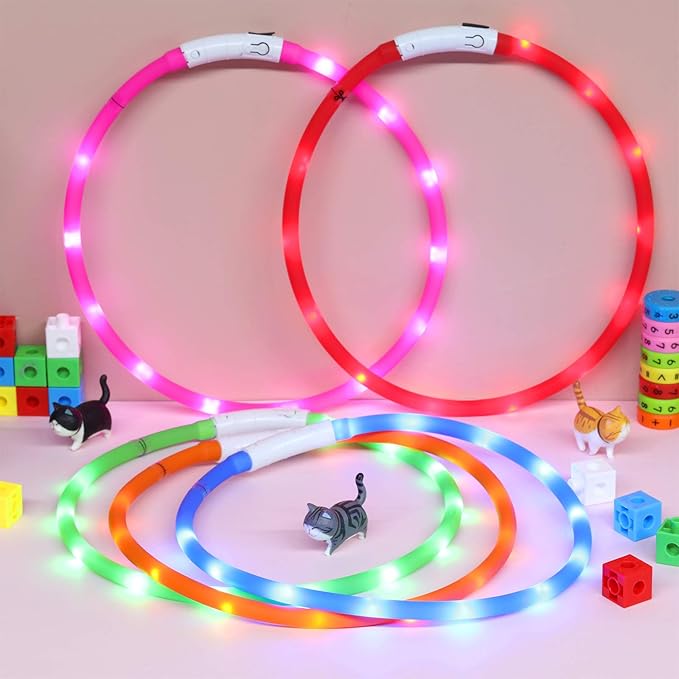 Weewooday 5 Pcs Light Up Dog Collars LED Rechargeable USB Dog Collar for Night Walking Lighted Glow in The Dark Adjustable Silicone Safety Necklaces with 3 Flashing Modes for Small Medium Large Puppy