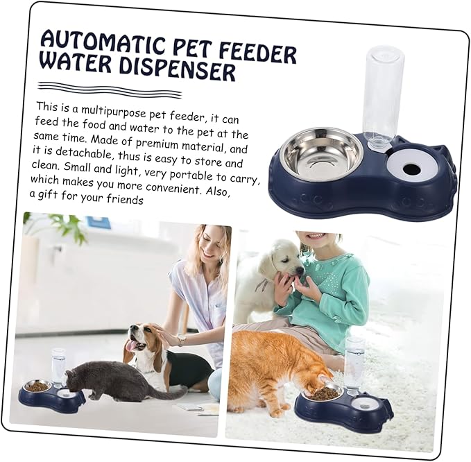 BESPORTBLE 1set Automatic Pet Feeder Dual Bowls for Cats and Dogs Non- Design Easy to Food and Water Dispenser for Busy Pet Owners Stylish Home Decor