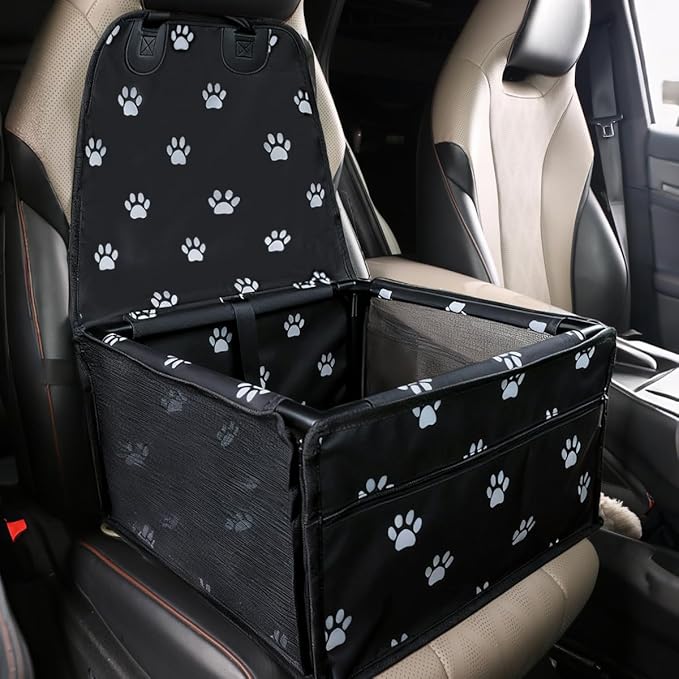 Dog Car Seats for Small Dogs,Pet Booster Seat with ，Frame Walls Extra Stable Waterproof Dog Box Car for Back and Front Seat,for Pet Up to 15 lbs