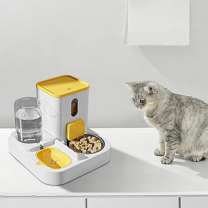Pet Feeder and Water Dispenser Set – Electric Hydration Fountain with Food Container | Auto Feeding System for Cats Dogs Travel Dorm Home Hotel School Daily Meal Water Routine
