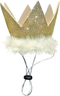 Huxley & Kent Pet Party Crown – Adjustable Glitter Crown Hat with SnugFit Straps – Party Accessory for Dogs & Cats – Gold, Large