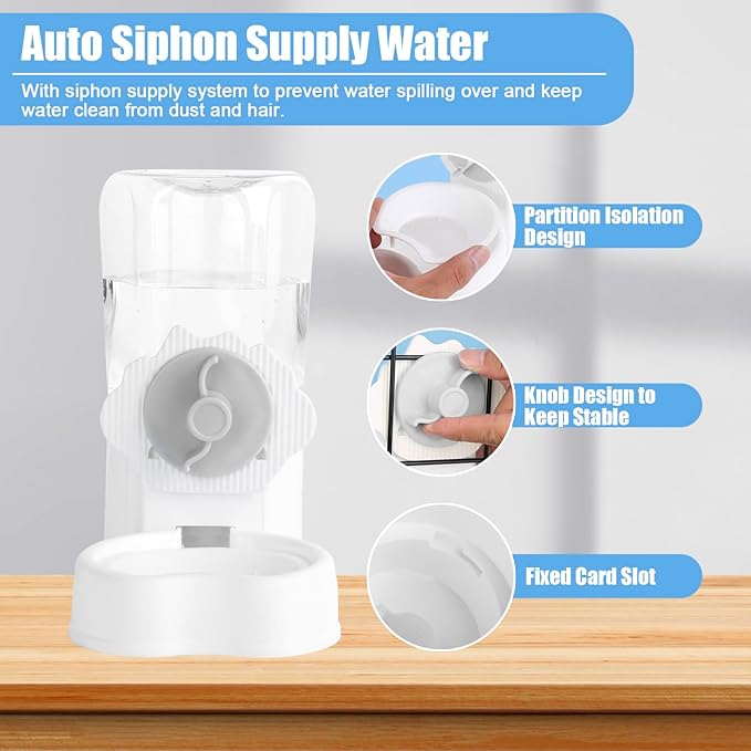Automatic Food and Water Dispenser Set, Cage Hanging Auto Food Feeder Water Bowl for Cat Dog Rabbit Ferret Guinea Pig for Cage, Replenish Pet Feeder Waterer Removable Pet Food Water Container (Yellow)
