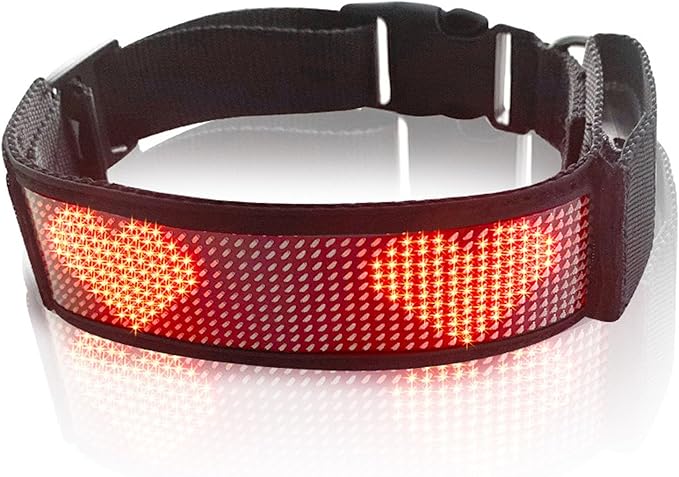 Garosa Rechargeable LED Collar, Programmable LED Collar with Mobile Connection, High Visibility Single Color Rechargeable Pet Dog Safety, Basic Collars (Red)