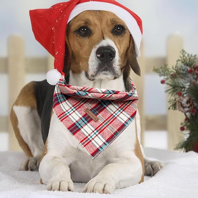 Elegant little tail Dog Bandana, Christmas Dog Bandana 1PC Dog Bandanas Holiday Bib Scarf Soft Washable Square Dog Scarf Adjustable Dog Kerchief for Small Medium Large Dogs