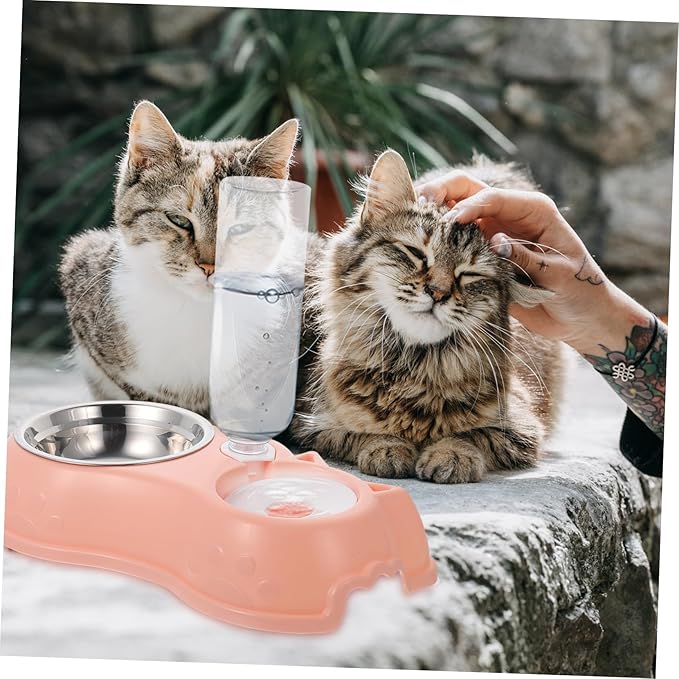 1set Automatic Pet Feeder and Water Dispenser for Dogs and Cats Dual Bowl Design Non- Base Convenient and Easy to Pet Feeding