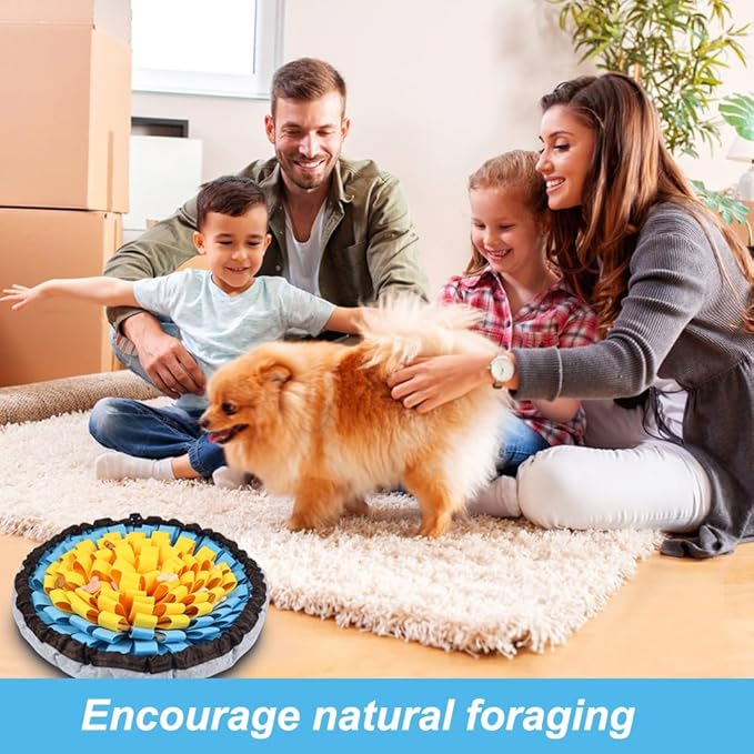 Vivifying Snuffle Mat for Dogs, Adjustable Sniff Mat for Slow Eating and Keep Busy, Interactive Enrichment Toys for Dogs for Mental Stimulation (Yellow&Blue)