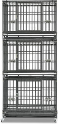 Homey Pet Three Tiers 37 Inch Dog Crate, Escape Proof Dog Cage Kennel Indoor with Top Access and Lockable Wheels, Removable Tray, Heavy Duty Dog Crates for Medium/Small Dogs