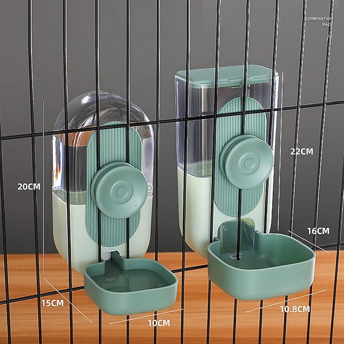 ANGGREK Waterer Set, Multipurpose Removable Reusable Automatic Pet Water Dispenser for Kennel for Small Pets (Green)
