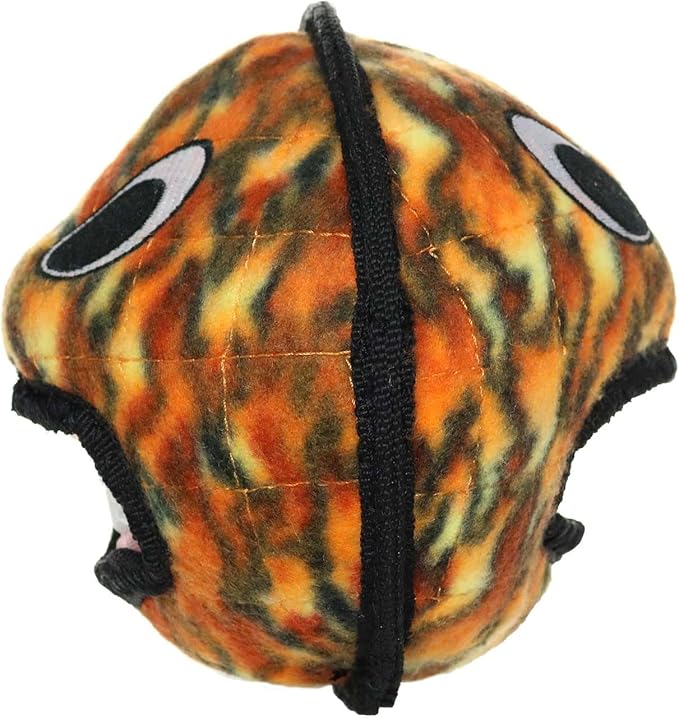 TUFFY - World's Tuffest Soft Dog Toy - Fire Alien Ball - Squeakers - Multiple Layers. Made Durable, Strong & Tough. Interactive Play (Tug, Toss & Fetch). Machine Washable & Floats