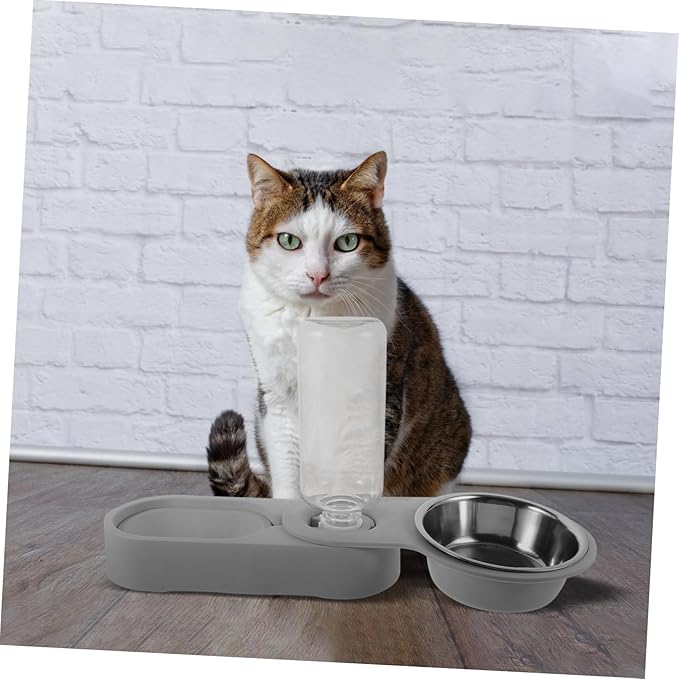 Kisangel Stainless Steel Cat Bowl Automatic Feeder Dispenser Pet Food Water Dispenser
