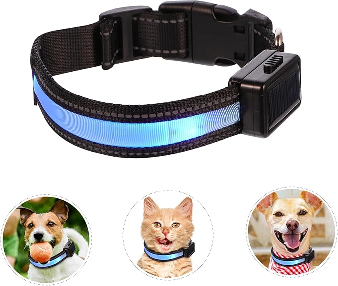balacoo 1set Led Solar-Powered Dog Collar Glowing USB Rechargeable Flashing for Nighttime Visibility for Camping and Outdoor Adventures