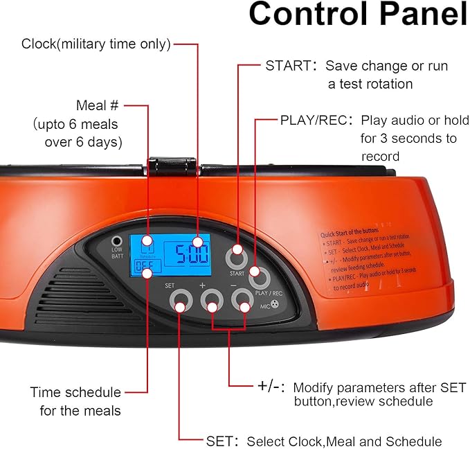 Qpets AF-108 Plus Automatic Cat Feeder, 6-Meals Food Dispenser for Cats and Small Dogs, Programmable Timer, Automatic Pet Feeders, Portion Control, Holds Dry Food, Voice Recorder Up to 6 Meals per Day