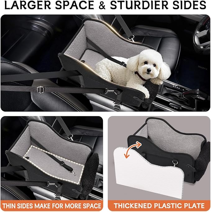 Center Console Dog Car Seat,Pet Puppy Car Seat,Middle Console Dog Armrest Booster Seat for Small Dogs(Black)