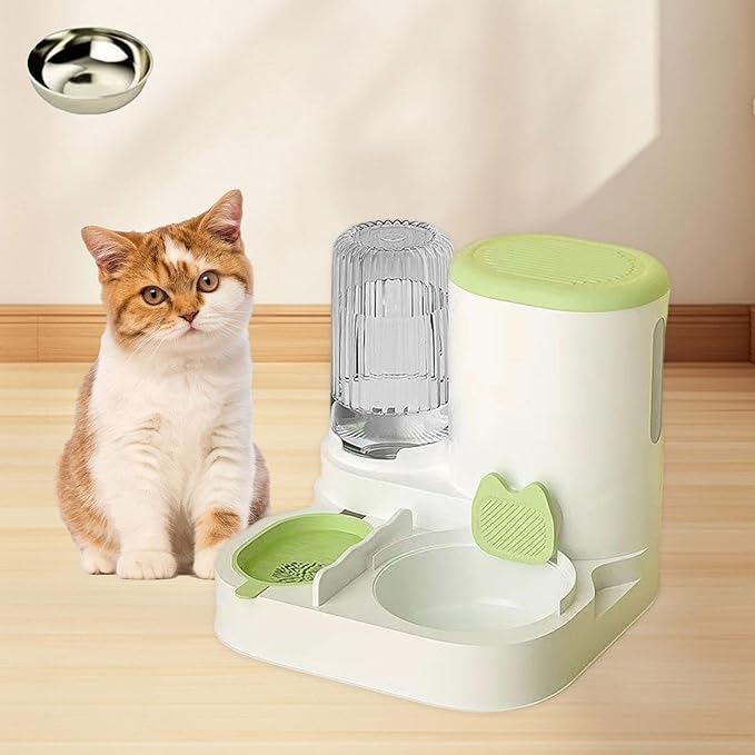 Automatic Dog Feeder and Water Dispenser,Food Feed,Drinking,Dog Bowl Automatic Pet Feeder for Bunny Small Animals Small Dogs, Green