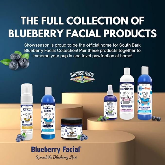 Showseason Animal Products South Bark's Original Blueberry Pet Cologne 2.5 oz. For Dogs | Long-Lasting Odor Eliminator, Made in USA, Same Scent As The Famous Blueberry Facial®