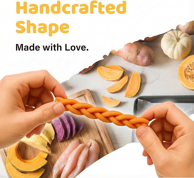 iPaw Turkey Dog Treats, All Natural Human Grade Dog Treat, Suitable for Training chew, US Sourced Raw Material, Hypoallergenic, Rawhide Alternative,Braided Stick (Sweet Potato)
