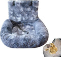 Dog Car Seat with Thick Cushion Travel Pet Bed with Seat Belt Car Seat Dog Bed for Large and Small Dogs (Tie-Dye Dark Gray, Extra Large)