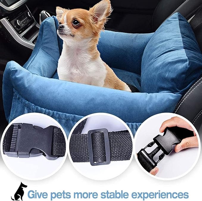 Car Seat Booster Bed,Dog Car Seat for Small Dogs Or Cats,Dog Safety Car Seat with Storage Pocket, Clip-On Safety Leash and Washable Cover for Dog, Cat, and Any Pets Under 25Lbs