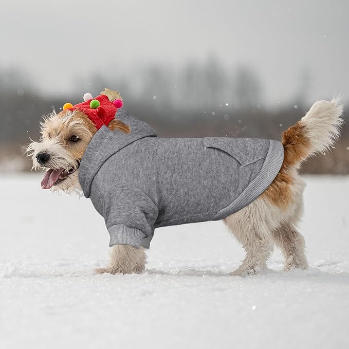 Dog Sweaters for Medium Dogs,Dog Hoodie Sweater Solid Soft Brushed Fleece Pet Clothes Pet Hoodie Sweatshirt with Pocket(Grey-M)