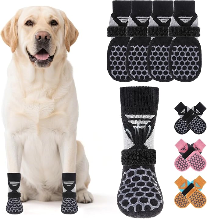 KOOLTAIL Dog Socks for Hot/Cold Pavement, Breathable & Warm Dog Socks to Prevent Licking Paws, Non Slip Pet Boots & Paw Protectors for Hardwood Floor,Grippy Shoes for Small Medium Large Senior Dogs