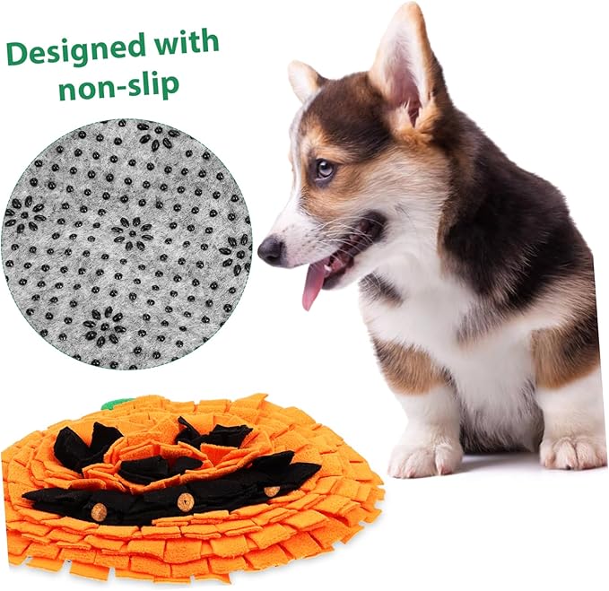 VICASKY Pumpkin Dog Snuffle Mat Pet Training Cushion for Mental Stimulation Interactive Feeding Reduces Stress and Encourages Natural Foraging Skills