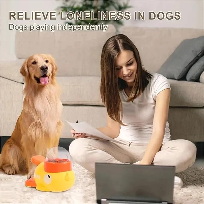 Interactive Dog Puzzle Feeder - Cartoon Duck Design Treat Dispenser for Training and Play(White)
