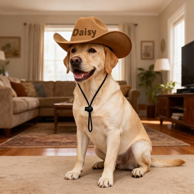 Personalized Cat Cowboy Hats with Name, Custom Cowboy Hat for Cat, Holiday Party Cowboys Costume for Cats, Pet Tiny Cowboy Cap Gifts for Pet Lovers