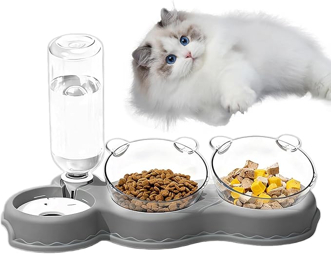 Automatic Pet Feeder, Cat Water Food Set for Small Medium Large Pets, Durable Pp+pc Material with Easy Refill Water Bottle and Bowl Design, Perfect for Indoor Daily Feeding Vacation or Night Use