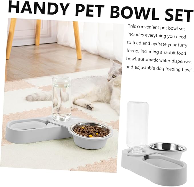 Kisangel Stainless Steel Cat Bowl Automatic Feeder Dispenser Pet Food Water Dispenser