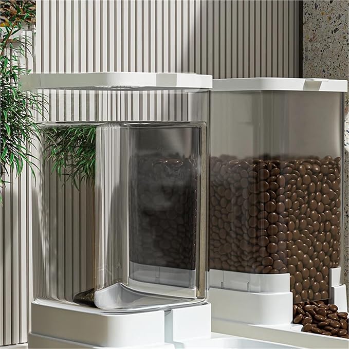 Automatic Pet Feeder and Water Bowl - Transparent Food Storage Feeder for Dogs and Cats - Ideal for Puppies and Kittens(Feeder and Drinker)