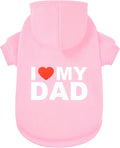 GreenJoy Dog Sweater Dog Hoodie Cold Weather Coat Hooded Sweatshirt for Puppies,Cats, Small Medium Large Dogs (Pink(I Love My Dad), Large/X-Large)