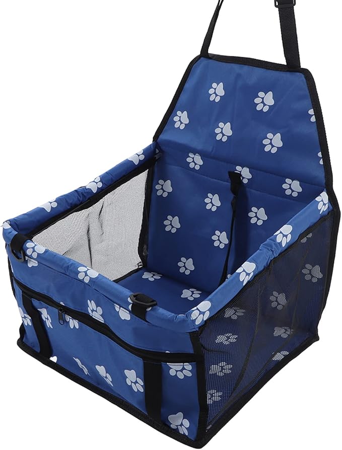 Alomejor Pet Car Seat Breathable Slip Proof Safety Leash Design Dog Car Basket for Puppy Cat (Blue)