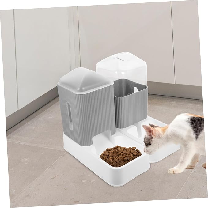 BESPORTBLE Automatic PET Feeder and Water Dispenser Set for Cats and Dogs 2-Piece Cat Bowl Set Waterproof Design Adjustable Feeding Schedule Material