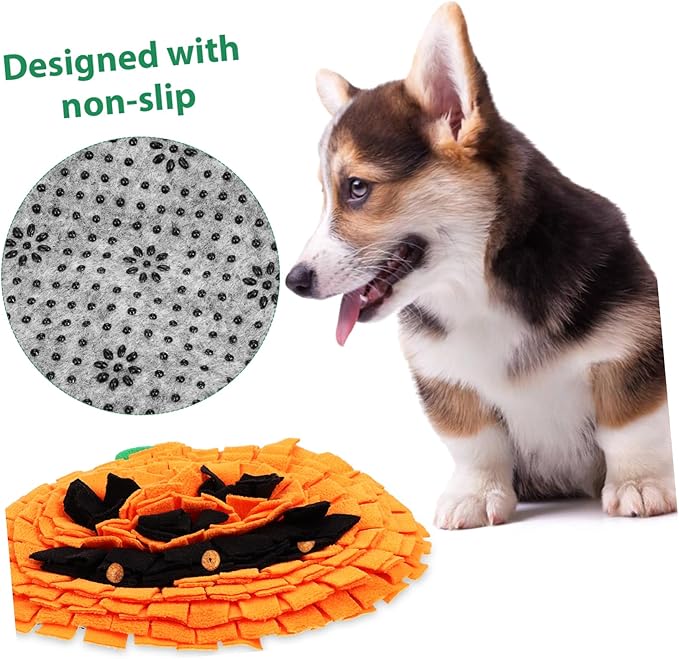 Pumpkin Snuffle Mat for Dogs Interactive Pet Enrichment Toy Slow Feeder Bright Design Mental for Large Breeds and Cats