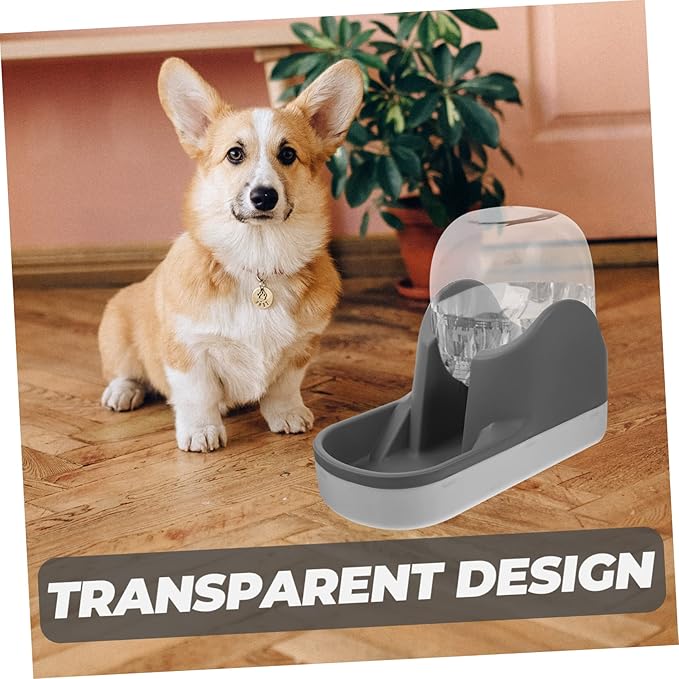 1pcs Cat Water Dispenser Large Capacity Automatic Gravity Pet Feeder for Dogs and Cats Bite-Resistant and Shatter-Resistant Plastic Easy to Clean and Removable Bowl Stylish Grey