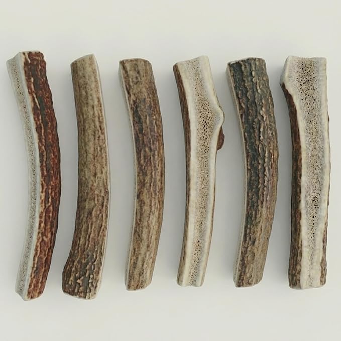 Whitetail Naturals Split Elk Antler Dog Chews (6 Pack, Small) Long-Lasting Bones for Aggressive Chewers, Odor-Free Half-Cut Elk Antlers for Dogs