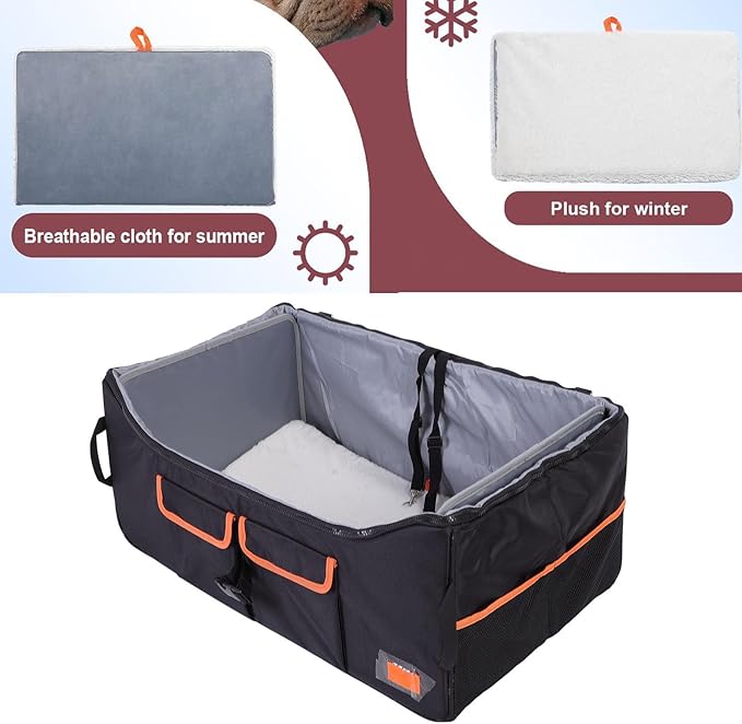Dog Car Seat, Foldable Dog Booster Car Seat, Travel Dog Car Bed, Car Pet Seat with Mat and Adjustable Belt, Front Seat Dog Bed, Pet Car Carrier, Washable & Portable