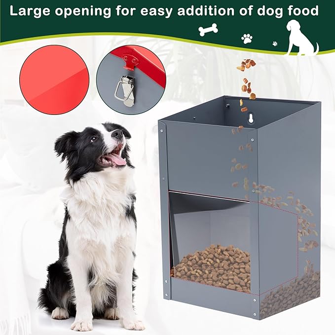 2 Pcs Automatic Dog Feeders for 2 Dogs and 1 Water Dispenser 25 Pound Large Breed Gravity Food Feeder Dispenser 2.2 Gallon Automatic Pet Waterer for Large Breed Cats Pets Livestock Chicken
