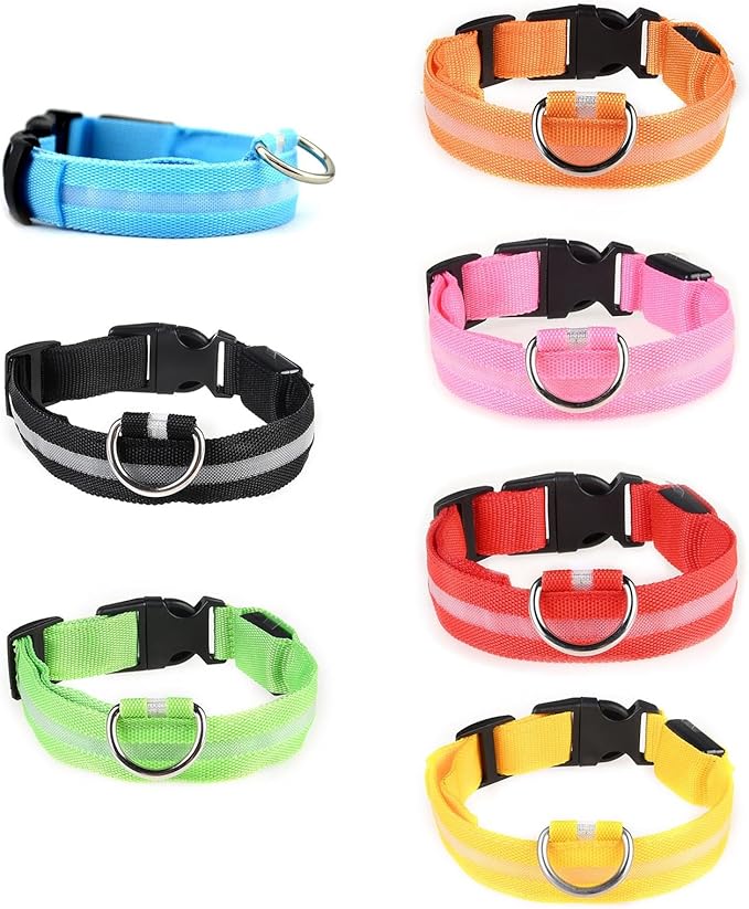 Adjustable Glowing Collar for Small Large Dogs Ensuring for Night Walk Multicolored Dog Collar for Large Dogs