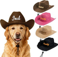 Personalized Dog Cowboy Hats with Name, Custom Cowboy Hat for Dog, Holiday Party Cowboys Costume for Puppy, Pet Tiny Cowboy Cap Birthday Gifts for Pet