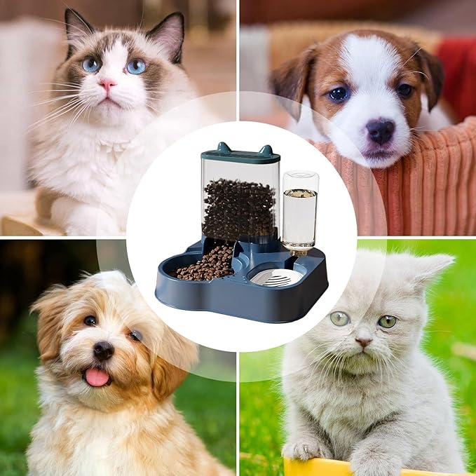 Automatic Cat Feeder - 2 in 1 Cat Automatic Feeder | 2.3L Cat Feeder and Water Dispenser | Anti-Tip Cat Food Dispenser Automatic | Automatic Dog Food Bowl Large Capacity Automatic Pet Feeder