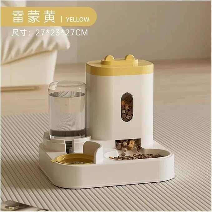 Automatic Pet Feeder and Water Fountain Combo - Large Capacity Dog and Cat Food Dispenser with Storage Container(G)