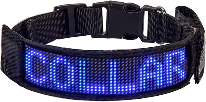 Leadleds Programmable Dog Collar Flashing Light Up Rechargeable Pet Dog Safety Collar Glow in The Dark Light-up Neck Loop - Blue LED