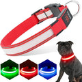 LED Light Up Dog Collars Micro USB Rechargeable Waterproof, Full Adjustable Lighted Glow Dark Dog Collar Light for Night Walking for Small Medium Large Dogs, Red