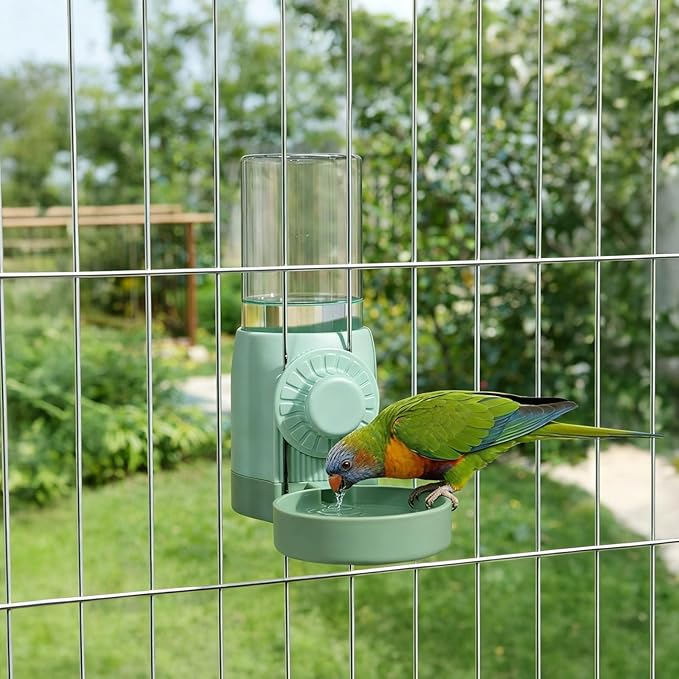 Generic Pet Feeder and Water Dispenser 2-in-1, Green, Automatic, for Dogs, Cats, and Birds, 54.1 Oz/1600 Ml Feeder, 17.58 Oz/520 Ml Dispenser with Hanging Design