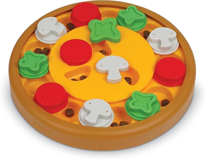 Brightkins Pizza Party! Treat Puzzle - Interactive Dog Toys, Dog Puzzle Toy and Slow Feeder, Enrichment Feeder for Dogs and Cats, Puppy Toys to Keep Them Busy, Cat Enrichment Puzzles