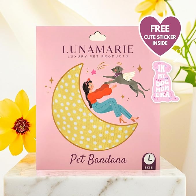 LunaMarie - Luxury Dog Bandanas - Puppy Bandanas Cat Accessories | Premium & Silky Fabric | 100% Handmade Quality | Custom Shape Dual Layered Reversible Small, Medium, Large Cat Scarf (Sophie, Medium)